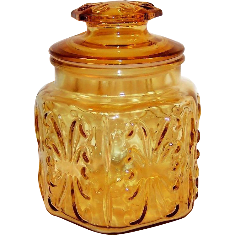 1960's Imperial Glass Atterbury Scroll Amber Canister from ...