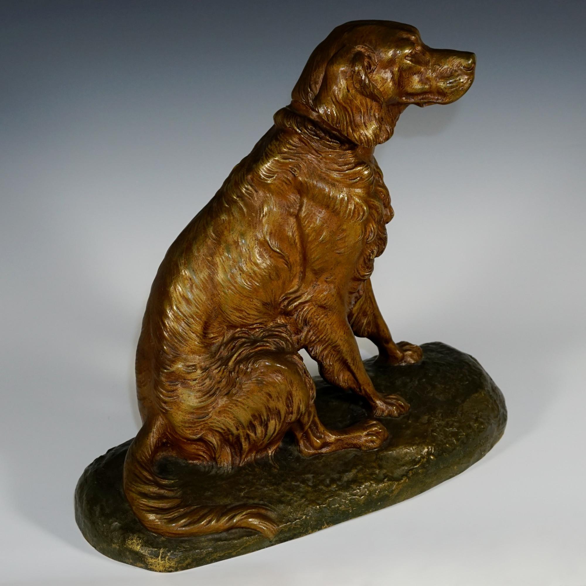 1940\u2019s Vintage CompositionPlaster Lounging Dog Statue\u2013Saint Bernard c