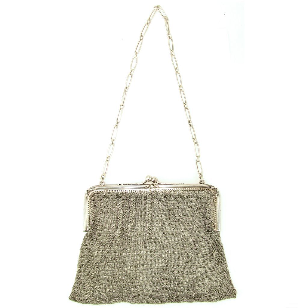 Large Antique French .800 Silver Chain Mail Mesh Purse Evening Bag 328 ...