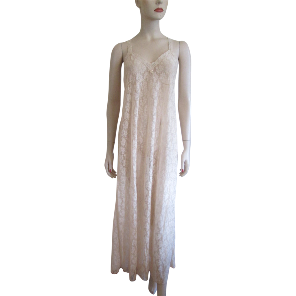 Sheer Lace Negligee Lingerie Nightgown Vintage 1970s Gilligan O'Malley ...