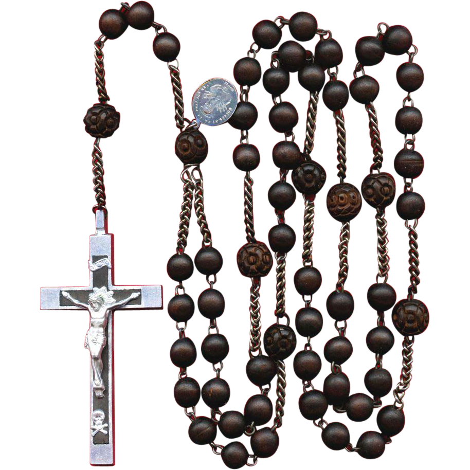 Scarce Seven Sorrows Wood Habit Rosary – Aluminum & Steel – France ...