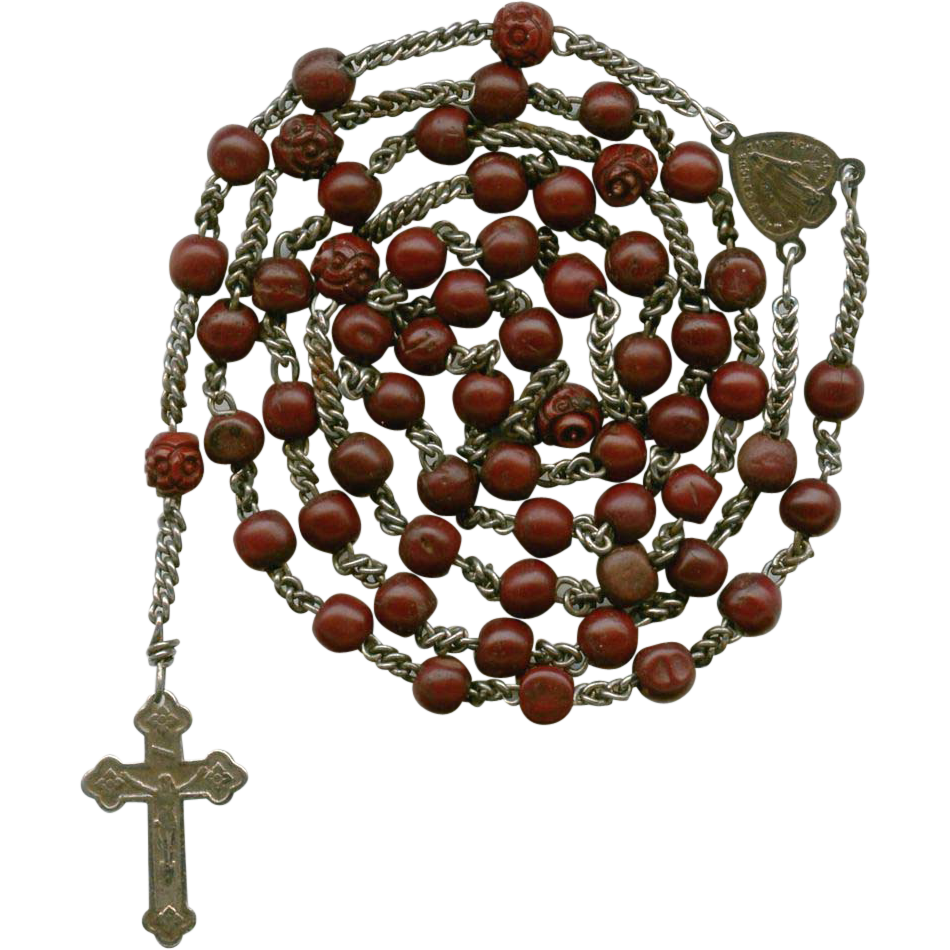 Rare 19C Bois Durci & Steel Victorian Rosary – Souvenir de Mission from ...