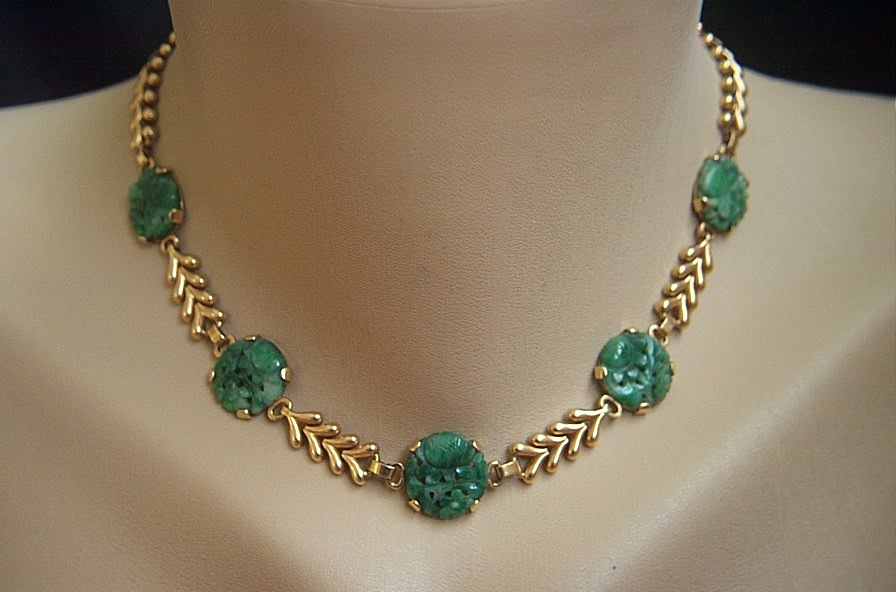 Fabulous Vintage 14K TIFFANY & CO Antique Carved Jadeite Jade Necklace ...