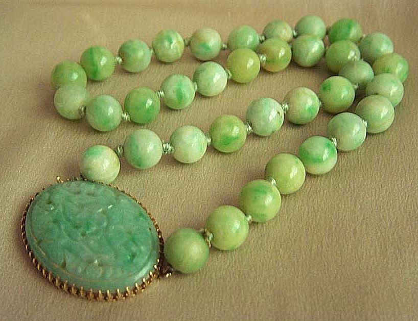 Fabulous Vintage 14KT Jadeite Jade Necklace by Walter Lampl from ...