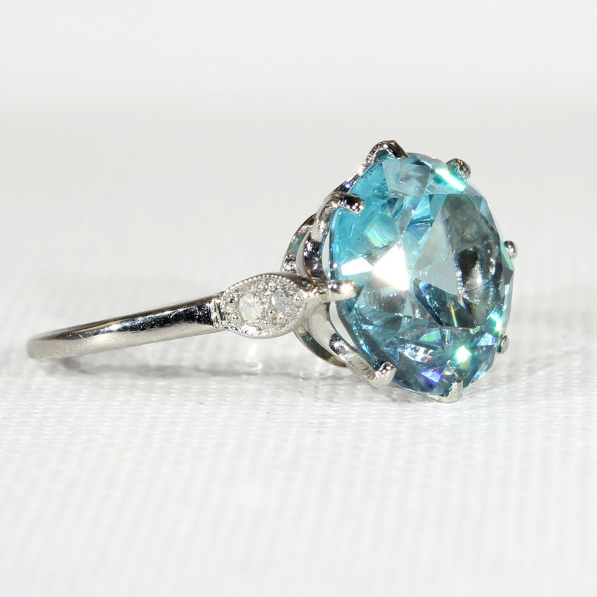 Vintage Blue Zircon and Diamond Ring in Platinum, c. 1925 from ...