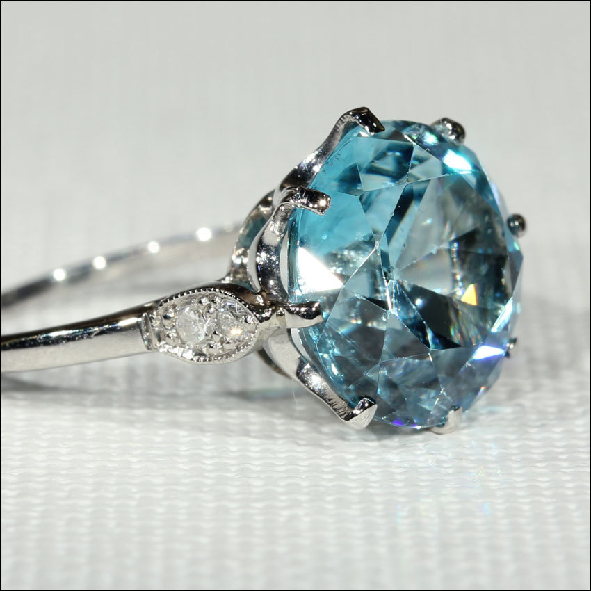 Vintage Blue Zircon and Diamond Ring in Platinum, c. 1925 from ...