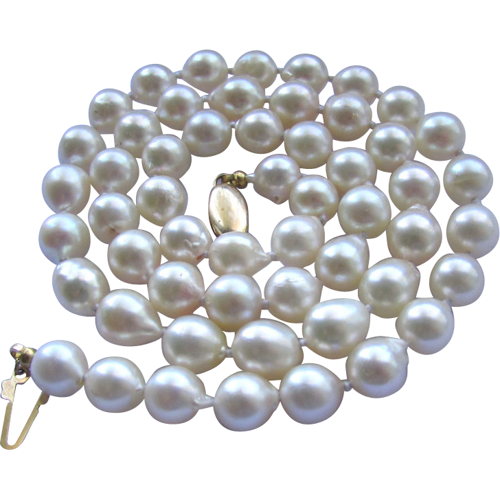 Vintage 14K Yellow Gold Cultured Saltwater Baroque Pearl Necklace from ...