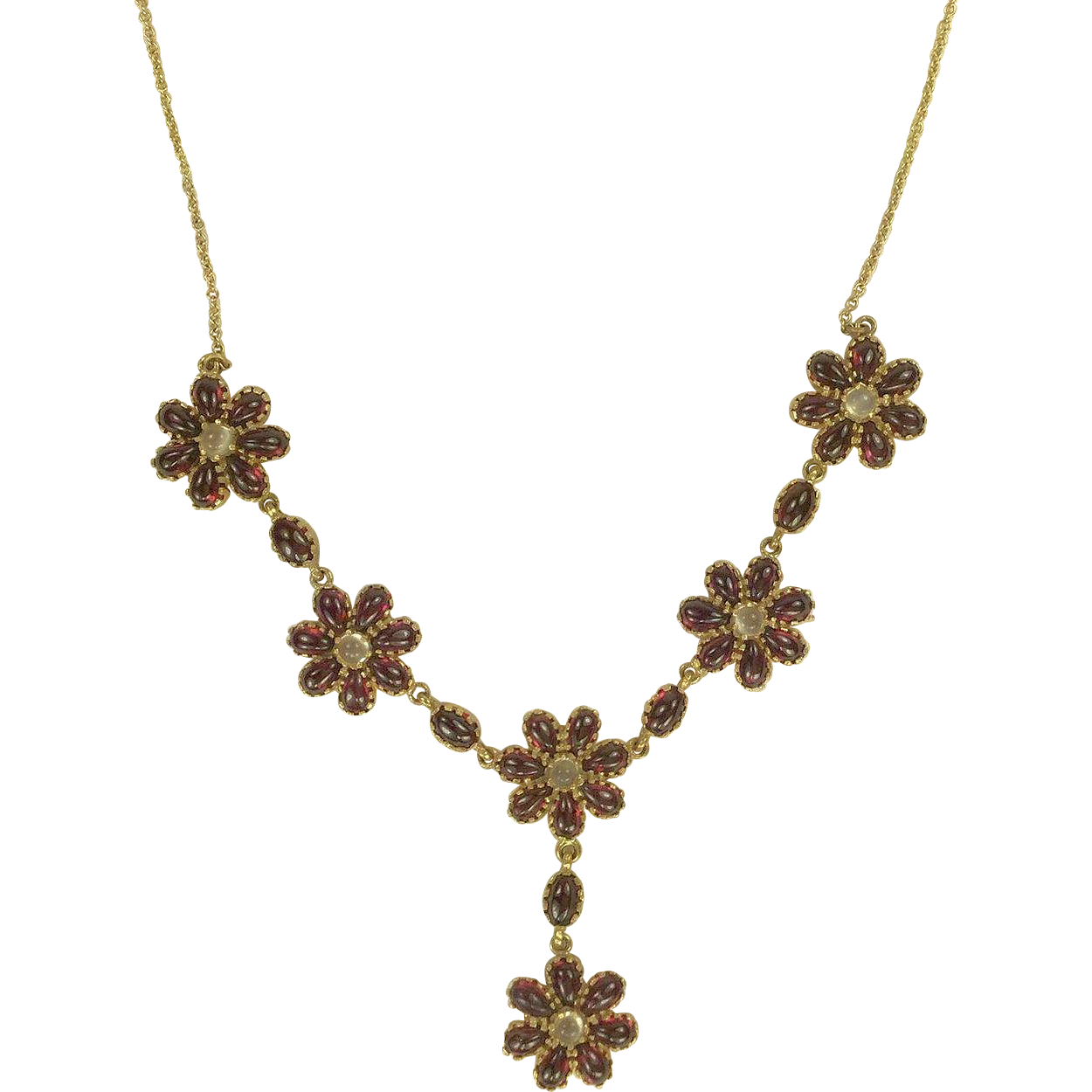 Victorian Style Garnet and Moonstone Necklace. from whiteoaks on Ruby Lane
